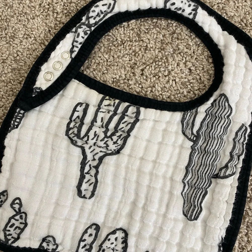 Bundle of 3- Modern Burlap Bibs - organic cotton monochrome black and white